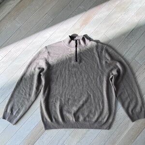 Viyella Mens XL 100% Merino Wool Mockneck Quater Zip Pullover Sweater